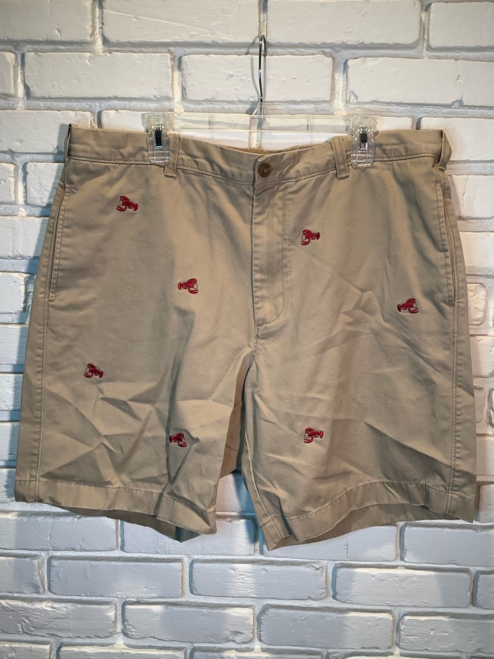 J. Crew Factory Khaki Lobster Embroidered Shorts Size 38